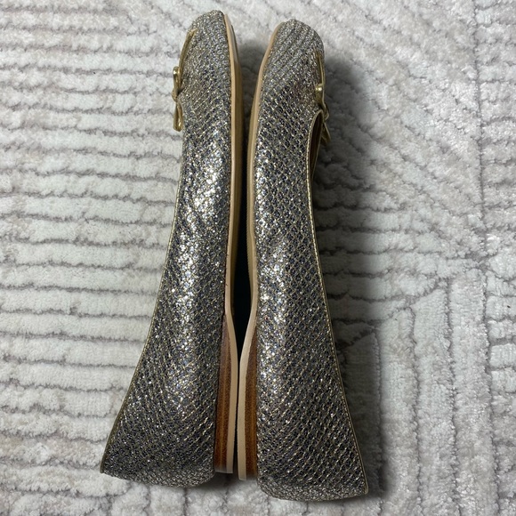 Enzo Angiolini Aeniltm Glitter Covered Sparkly Ballet Flats 8 Womens Silver Gold - Picture 7 of 9